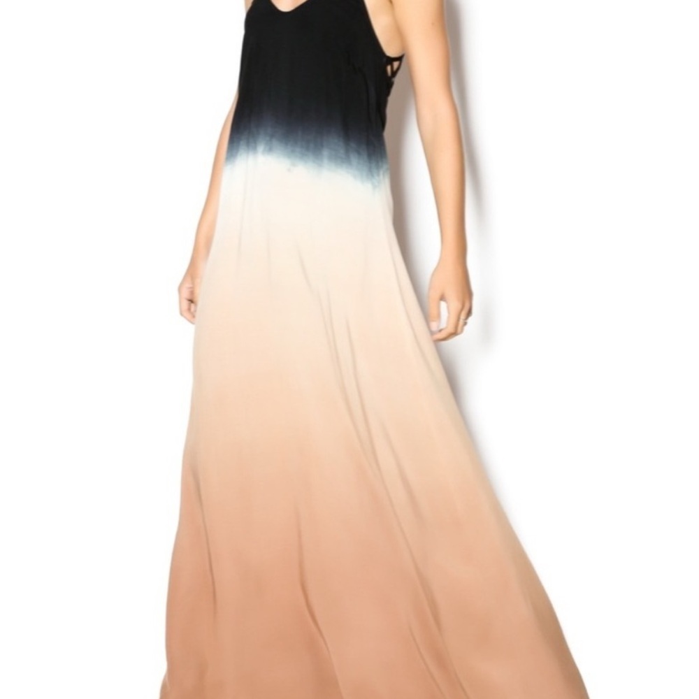 Lani Women’s Ombr Tie Dye Black Halter Neck Sleeveless Maxi Dress Size Small